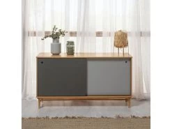 Buffet Magnus 2 Portes Coulissantes Couleur Gris, Bois Massif, 140 Cm Largeur -Magasin de meubles de restaurant buffet 10403321