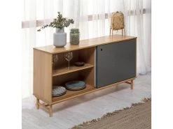 Buffet Magnus 2 Portes Coulissantes Couleur Gris, Bois Massif, 140 Cm Largeur -Magasin de meubles de restaurant buffet 10403323