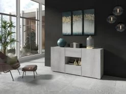 Buffet Design 140cm Pour Salon Couleur Gris Effet Béton Collection PAROS. -Magasin de meubles de restaurant buffet 10551963