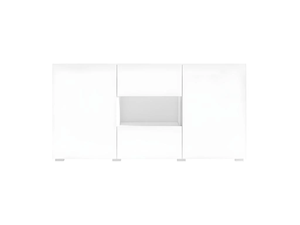 Buffet Design 140cm Pour Salon Couleur Blanc Brillant Collection PAROS. 6 Buffet Design 140cm Pour Salon Couleur Blanc Brillant Collection PAROS. – Image 4