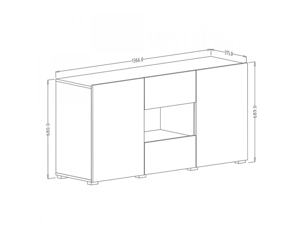 Buffet Design 140cm Pour Salon Couleur Blanc Brillant Collection PAROS. 7 Buffet Design 140cm Pour Salon Couleur Blanc Brillant Collection PAROS. – Image 5