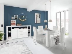 Buffet Avec 2 Portes Et 3 Tiroirs - Blanc Laqué - BALKA -Magasin de meubles de restaurant buffet 10696417