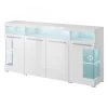 Buffet XL 180cm Avec 4 Portes Couleur Blanc Brillant Avec éclairage LED Multicolore Intégré Collection BOMBAY. -Magasin de meubles de restaurant buffet 10721581