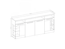 Buffet XL 180cm Avec 4 Portes Couleur Blanc Brillant Avec éclairage LED Multicolore Intégré Collection BOMBAY. -Magasin de meubles de restaurant buffet 10721585