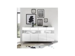 Buffet 4 Portes Laqué Blanc à LEDs - TARENTE N°1