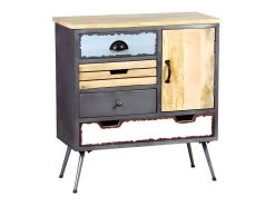 Meuble D'entrée 1 Portes 4 Tiroirs Bois/Métal - SUPPLY