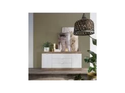 Buffet 2 Portes 3 Grands Tiroirs Blanc Laqué Brillant/Chêne Naturel - SPEZIA 9 Buffet 2 Portes 3 Grands Tiroirs Blanc Laqué Brillant/Chêne Naturel - SPEZIA -Magasin de meubles de restaurant buffet 11132737