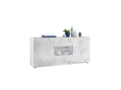 Buffet 2 Portes 2 Tiroirs Blanc Laqué Brillant à Leds - PEPPERONI