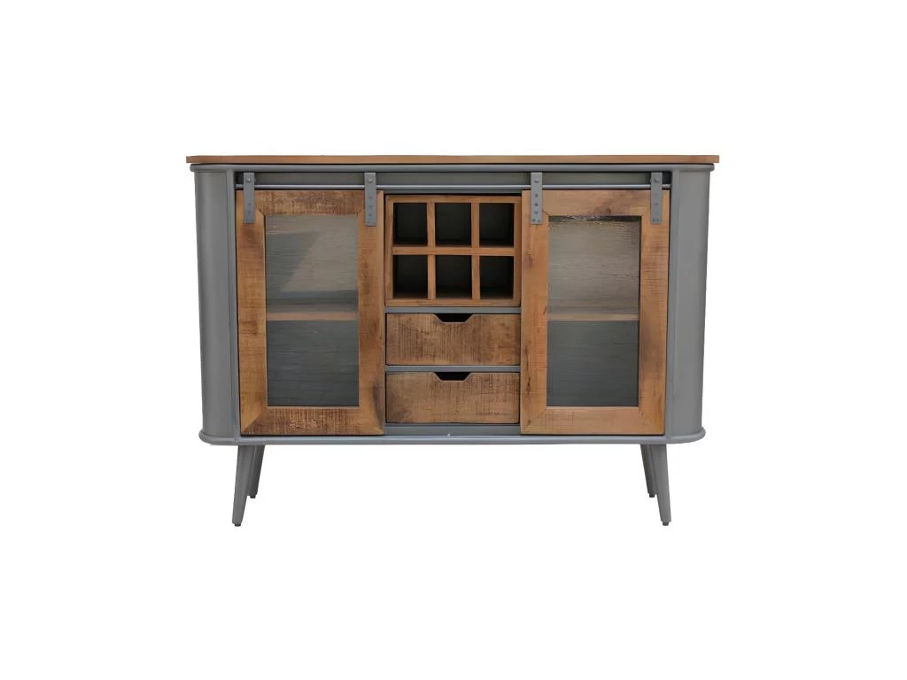 Buffet 2 Portes, 6 Niches, 2 Tiroirs Bois/Metal - JINK 3 Buffet 2 Portes, 6 Niches, 2 Tiroirs Bois/Metal - JINK