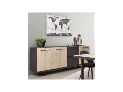Buffet 3 Portes 2 Tiroirs Bois Clair/Béton Ciré - OZALEE -Magasin de meubles de restaurant buffet 11134061