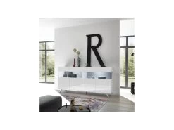 Buffet 4 Portes Laqué Blanc à LEDs - TARENTE N°2