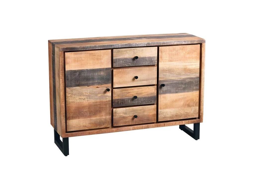 Buffet 2 Portes 4 Tiroirs Bois Massif Blanchi - ANZIA 3 Buffet 2 Portes 4 Tiroirs Bois Massif Blanchi - ANZIA