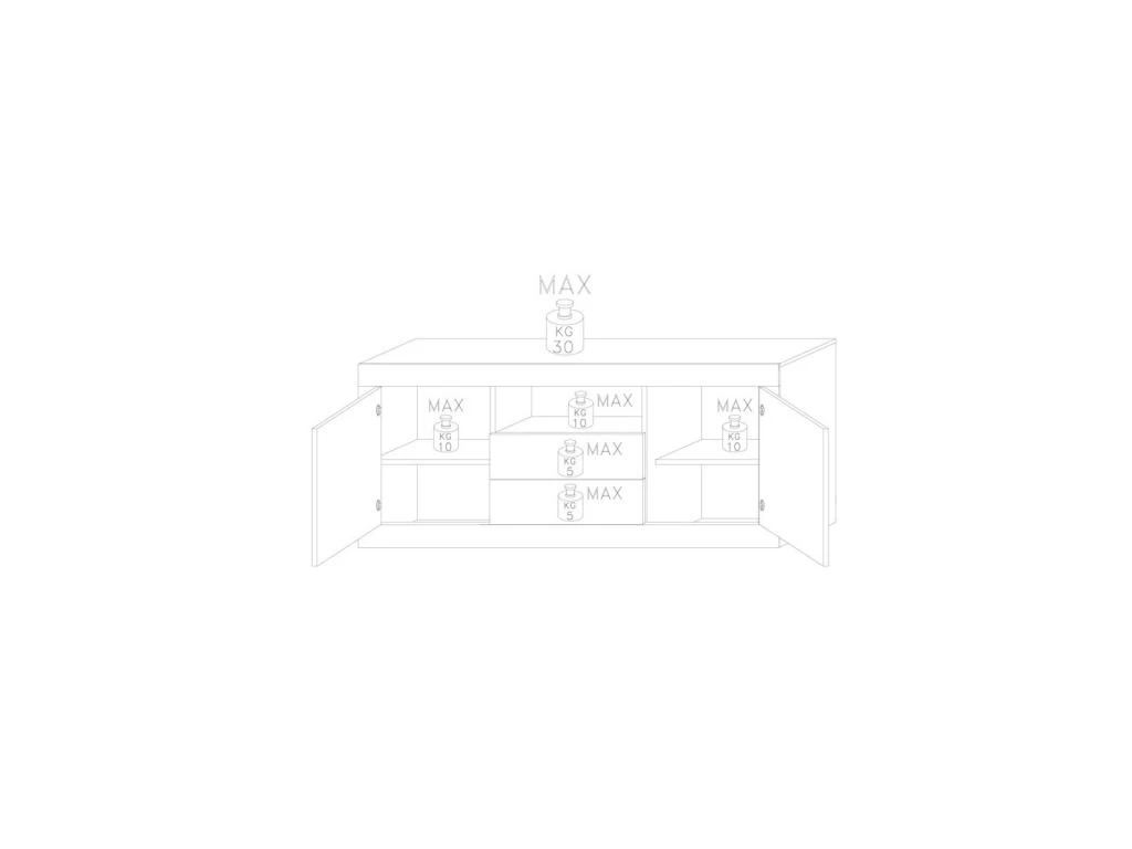Buffet 2 Portes 2 Tiroirs Blanc/Béton Ciré Foncé - LUBIO 6 Buffet 2 Portes 2 Tiroirs Blanc/Béton Ciré Foncé - LUBIO – Image 4