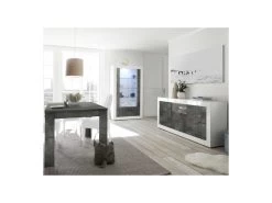 Buffet 2 Portes 2 Tiroirs Blanc/Béton Ciré Foncé - LUBIO 11 Buffet 2 Portes 2 Tiroirs Blanc/Béton Ciré Foncé - LUBIO -Magasin de meubles de restaurant buffet 11135411