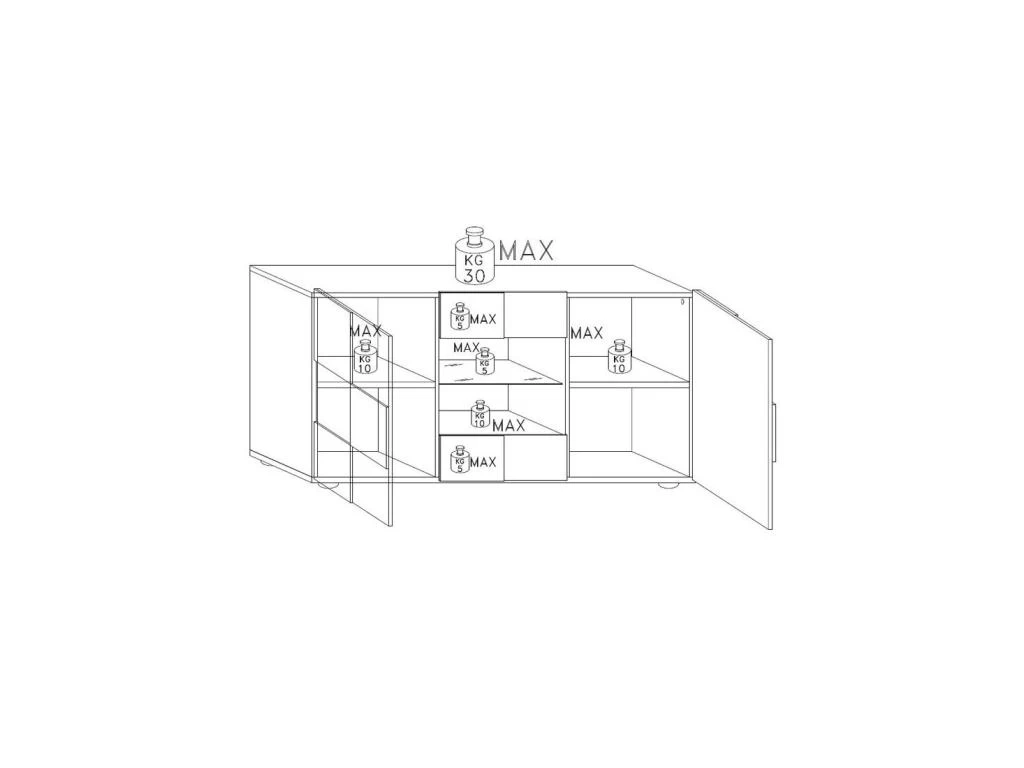 Buffet 2 Portes 2 Tiroirs Laqué Gris Brillant LED's - TICATO 4 Buffet 2 Portes 2 Tiroirs Laqué Gris Brillant LED's - TICATO – Image 2