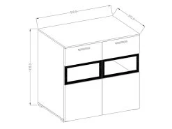 Buffet 90cm Pour Salon Avec 2 Portes Vitrées Et LED Intégrées Couleur Chêne Et Gris Anthracite Collection CONNOR. -Magasin de meubles de restaurant buffet 11152671