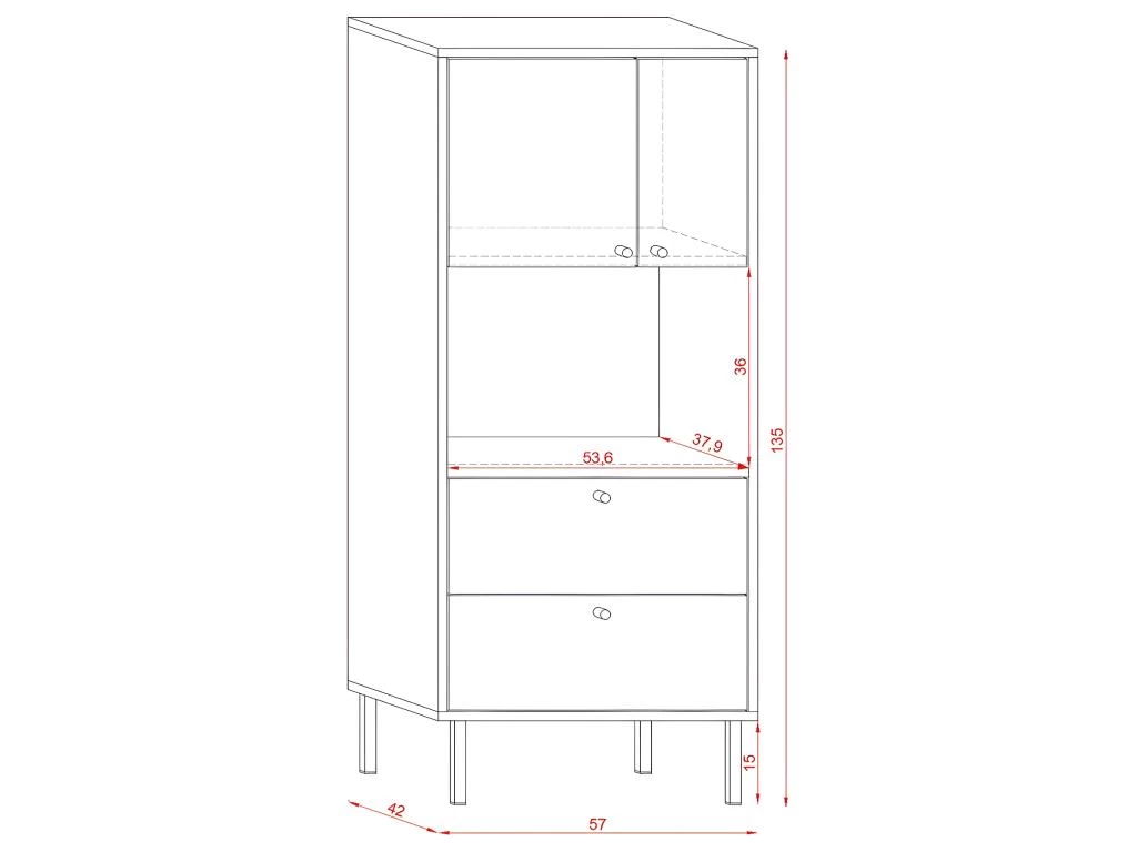 Buffet Haut Industriel 2 Portes Et 2 Tiroirs L57 X H135 Cm - Bospe 6 Buffet Haut Industriel 2 Portes Et 2 Tiroirs L57 X H135 Cm - Bospe – Image 4