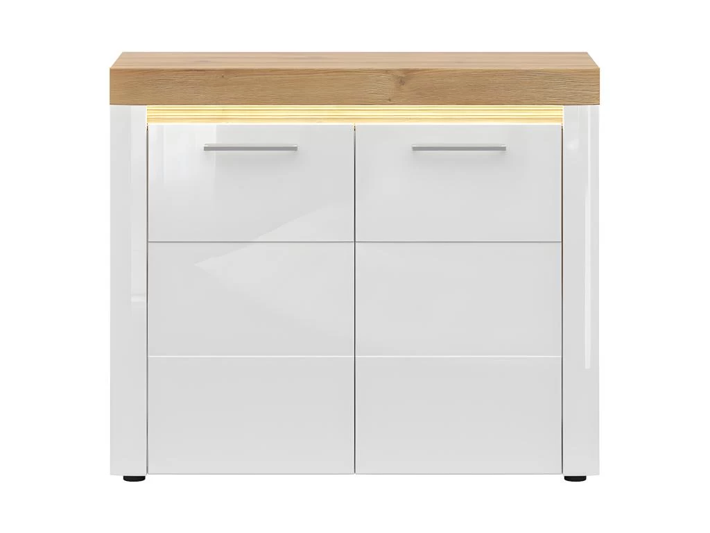 Buffet 2 Portes Avec LED Nara Blanc Et Bois 5 Buffet 2 Portes Avec LED Nara Blanc Et Bois – Image 3