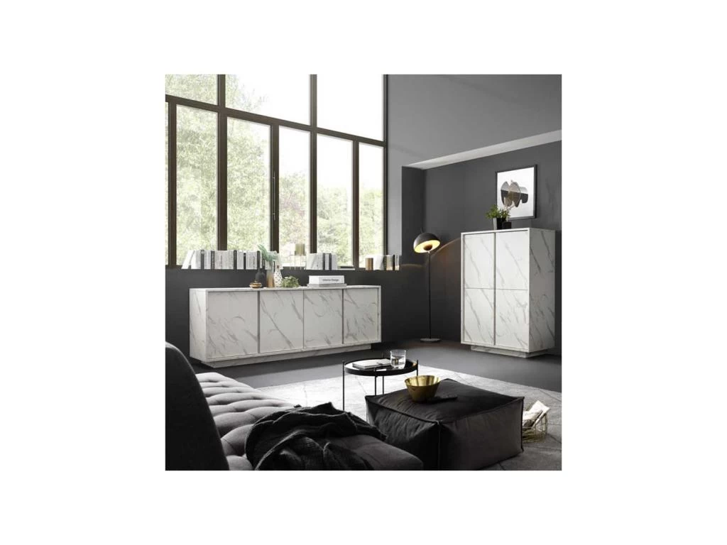 Buffet 4 Portes Marbre Blanc - BURANO 5 Buffet 4 Portes Marbre Blanc - BURANO – Image 3