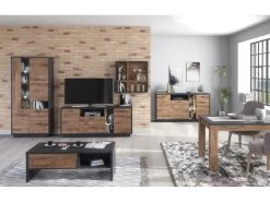 Buffet, Meuble De Rangement Avec éclairage LED Coloris Chêne, Graphite - Longueur 170 X Profondeur 45 X Hauteur 92 Cm -Magasin de meubles de restaurant buffet 12617429