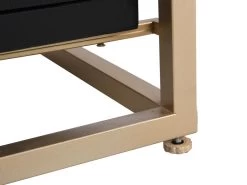 Buffet Haut Avec 2 Portes En MDF, Verre Trempé Et Métal - Effet Bois Noir Et Doré - TERIAVI 19 Buffet Haut Avec 2 Portes En MDF, Verre Trempé Et Métal - Effet Bois Noir Et Doré - TERIAVI -Magasin de meubles de restaurant buffet 12929131