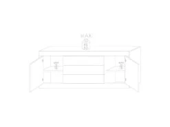 Buffet 2 Portes 3 Tiroirs Blanc Laqué Brillant - MATERA -Magasin de meubles de restaurant buffet 12989333