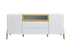 Buffet 2 Portes 2 Tiroirs - Niche De Rangement - Bois - L 175 X P 40 X H 75 - ERZA