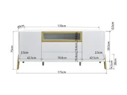 Buffet 2 Portes 2 Tiroirs - Niche De Rangement - Bois - L 175 X P 40 X H 75 - ERZA -Magasin de meubles de restaurant buffet 13013339