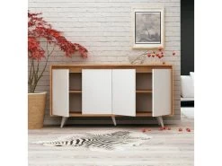Meuble En Chêne Blanc Avec Panneaux De Particules 100% Mélaminés. 140x86x40 Cm -Magasin de meubles de restaurant buffet 13047539