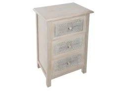 Commode Buffet Blanche À 3 Tiroirs Pour Vos Rangement, Dimensions L. 48 X P. 34 X H. 80 Cm