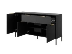 Buffet Avec 3 Portes Et 2 Tiroirs - Anthracite Et Doré - PAVELI 13 Buffet Avec 3 Portes Et 2 Tiroirs - Anthracite Et Doré - PAVELI -Magasin de meubles de restaurant buffet 13387897