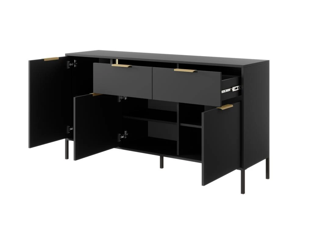 Buffet Avec 3 Portes Et 2 Tiroirs - Anthracite Et Doré - PAVELI 8 Buffet Avec 3 Portes Et 2 Tiroirs - Anthracite Et Doré - PAVELI – Image 6