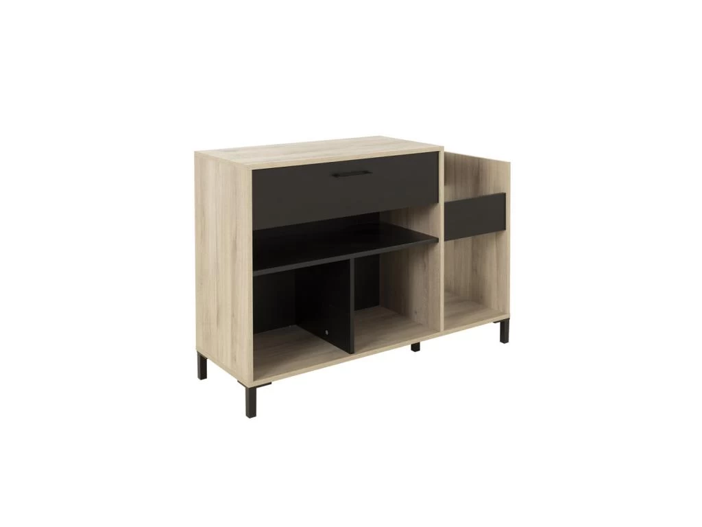 Meuble De Rangement 1 Tiroir Noir/Bois - CHICALA 3 Meuble De Rangement 1 Tiroir Noir/Bois - CHICALA