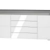 Buffet 2 Portes 4 Tiroirs LED Inclus Teo Blanc Et Gris
