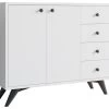Meuble Polyvalent, 100% Aggloméré Plaqué Mélaminé, Coloris Blanc 100x82x35 -Magasin de meubles de restaurant buffet 14121895