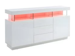 Buffet 3 Tiroirs Et 2 Portes Avec LEDs En MDF - Blanc Laqué - FABIO II 14 Buffet 3 Tiroirs Et 2 Portes Avec LEDs En MDF - Blanc Laqué - FABIO II -Magasin de meubles de restaurant buffet 1414549