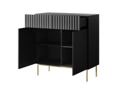 Buffet Haut Avec 2 Portes Et 2 Tiroirs En MDF Et Acier - Noir Et Doré - EVILANA 9 Buffet Haut Avec 2 Portes Et 2 Tiroirs En MDF Et Acier - Noir Et Doré - EVILANA -Magasin de meubles de restaurant buffet 14178257