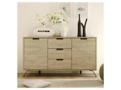 Buffet 2 Portes 3 Tiroirs Chêne Clair - PALERME