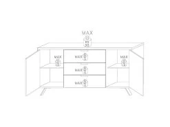 Buffet 2 Portes 3 Tiroirs Chêne Clair - PALERME -Magasin de meubles de restaurant buffet 14340881