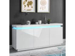 Buffet à LED ODYSSEE Laqué Blanc Brillant 3 Portes 170cm -Magasin de meubles de restaurant buffet 14409821
