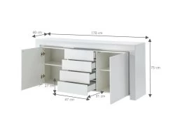 Buffet à LED SUZANE Laqué Blanc Brillant 170cm -Magasin de meubles de restaurant buffet 14409857