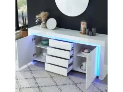 Buffet à LED SUZANE Laqué Blanc Brillant 170cm -Magasin de meubles de restaurant buffet 14409859
