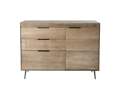 CLEMENCE - Buffet 3 Tiroirs 1 Porte Bois Teck Et Pieds Métal -Magasin de meubles de restaurant buffet 14651913