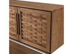 ALIDA - Buffet En Bois De Teck Recyclé 4 Portes En Tissage De Bambou -Magasin de meubles de restaurant buffet 14652157
