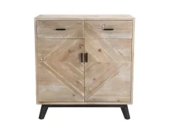 ANDRO - Buffet Beige Scandi 2 Tiroirs 2 Portes Pieds Noirs Sapin -Magasin de meubles de restaurant buffet 14652533