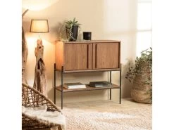 ALIDA - Buffet 2 Portes 1 Niche En Bois De Teck Recyclé Naturel