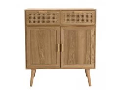 ROMEO - Buffet Couleur Naturelle 2 Tiroirs 2 Portes Bois Cannage -Magasin de meubles de restaurant buffet 14657351