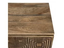 IRENE - Buffet Bois Manguier 177x45cm 4 Portes 2 étagères Motifs Noirs Goa -Magasin de meubles de restaurant buffet 14657487