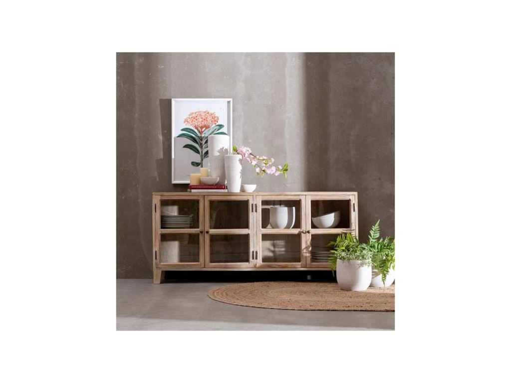 Buffet 4 Portes Bois Blanc/Verre - TAGA 4 Buffet 4 Portes Bois Blanc/Verre - TAGA – Image 2