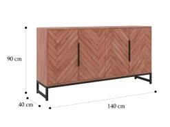 Buffet 4 Portes - Bois D'acacia Et Métal - Naturel Et Noir - VEDILA -Magasin de meubles de restaurant buffet 15698711
